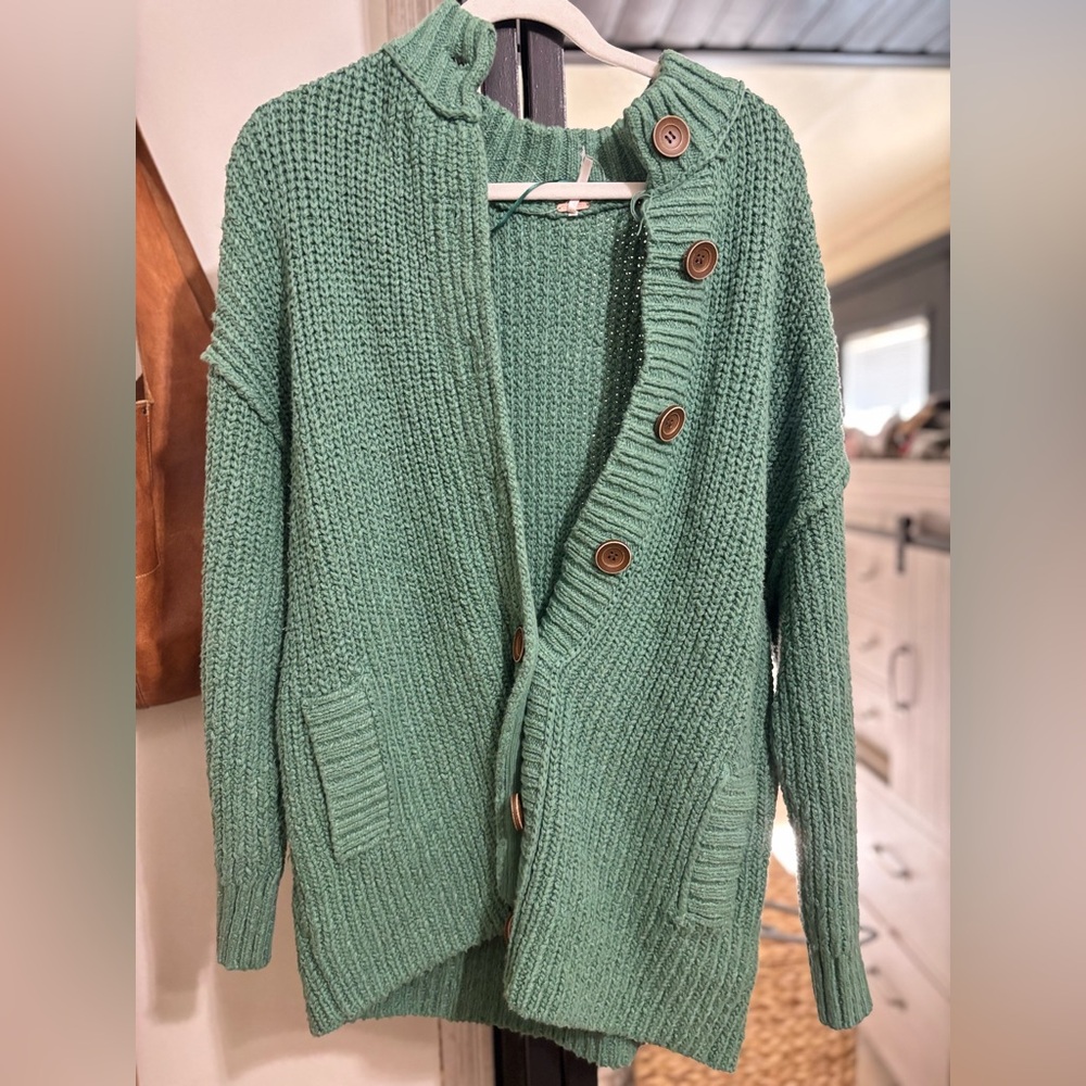 Free People Teal Knit Sweater